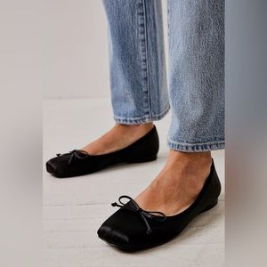 Jeffrey Campbell black satin ballet flats. Worn only indoors, once outside.